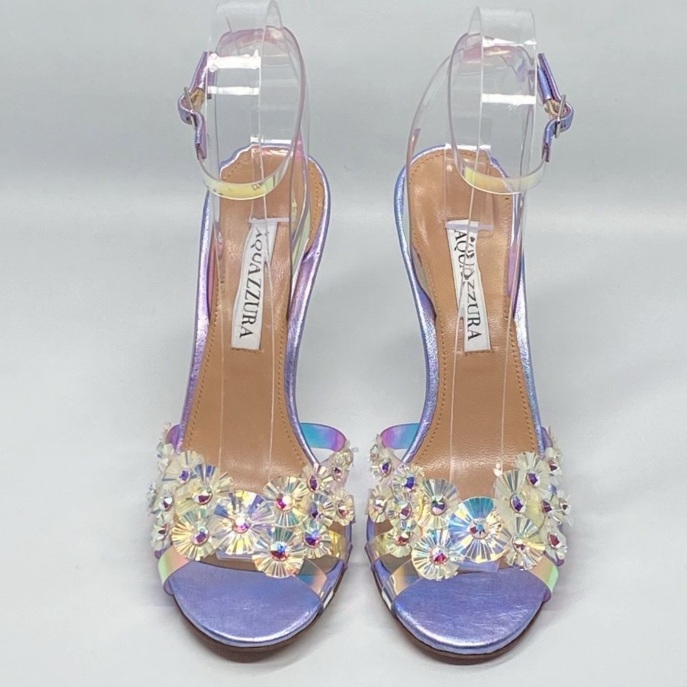Aquazzura Meteorite PVC Embellished Ankle-Strap Sandals size 36 - Picture 3 of 15